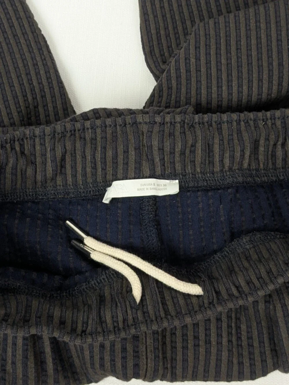 NWOT Zara Gray Pinstripe Casual Trousers Drawstring Pants Men's Size Small